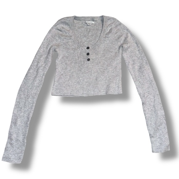 American Eagle Outfitters Gray Ribbed Top - Picture 2 of 6